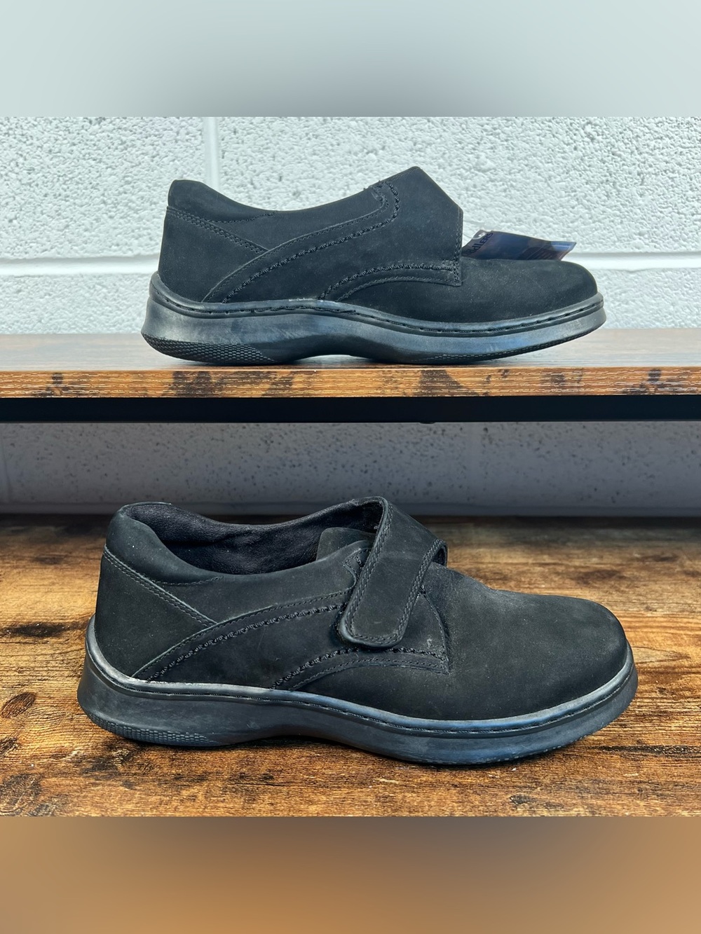 Cobbie Cuddlers Shoes Slip On Black Leather NWT Adjustable Strap Women's 7 Wide